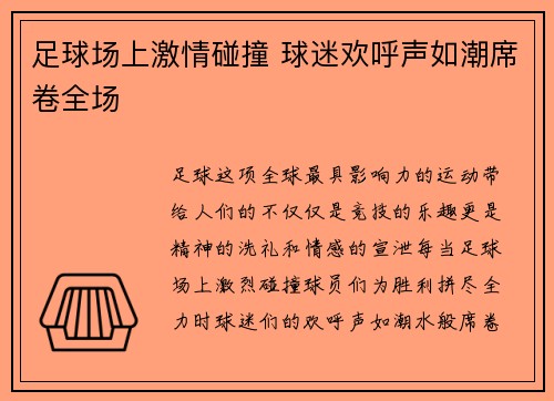 足球场上激情碰撞 球迷欢呼声如潮席卷全场